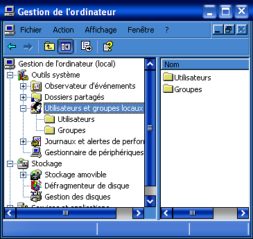 gestion de l'ordinateur