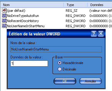 NoUserNameInStartMenu=1